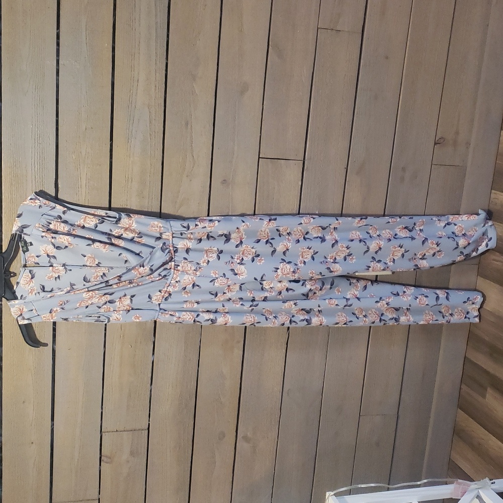 Lily Rose Blue and Pink Floral Jumpsuit